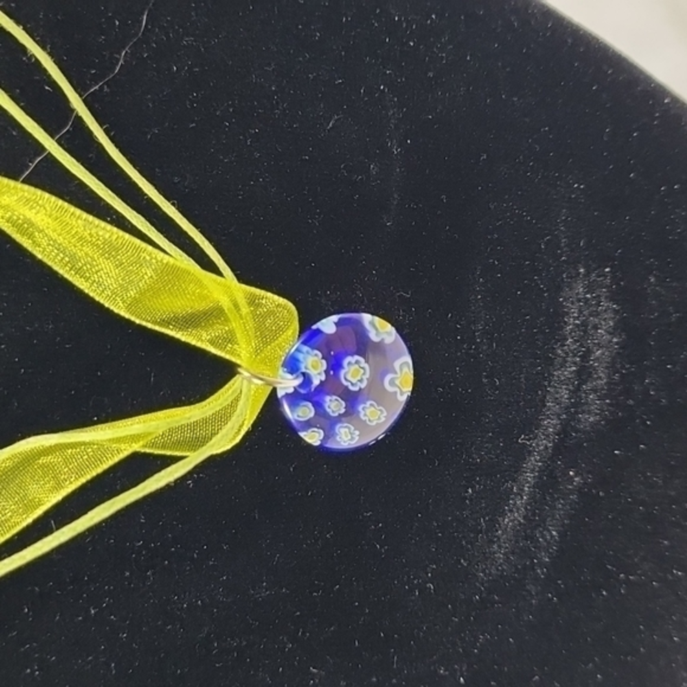 ✨️ Handmade Ribbon Necklace with Glass Pendant